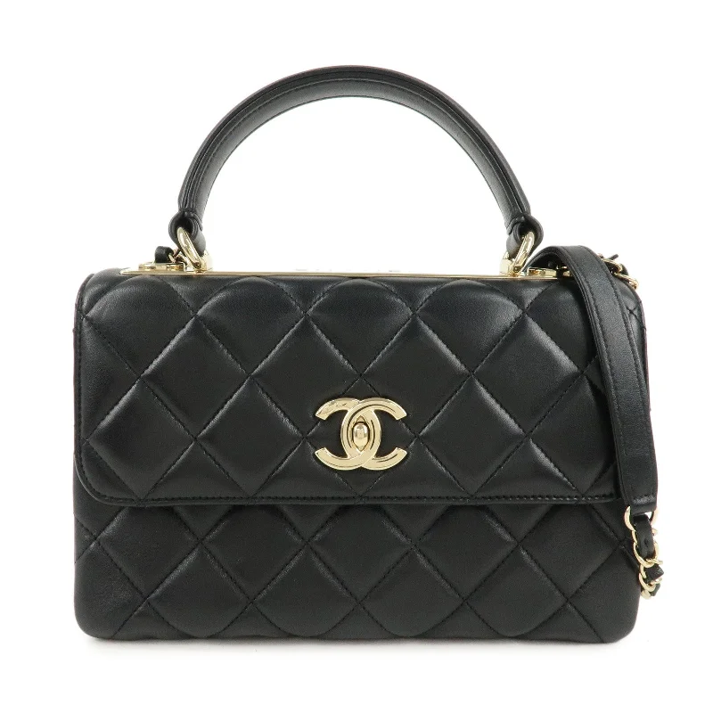 Chanel bags for women who love timeless fashionCHANEL Matelasse Trendy CC Lamb Skin 2Way Bag Black A92236