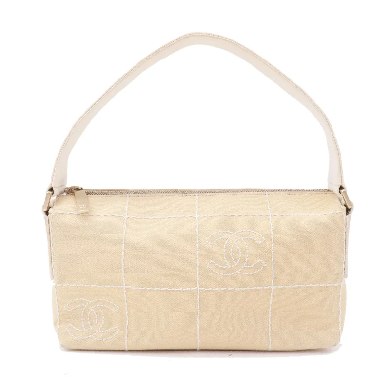 Chanel Lightweight Handbag for Daily ErrandsCHANEL Chocolate Bar Canvas Hand Bag Shoulder Bag Beige