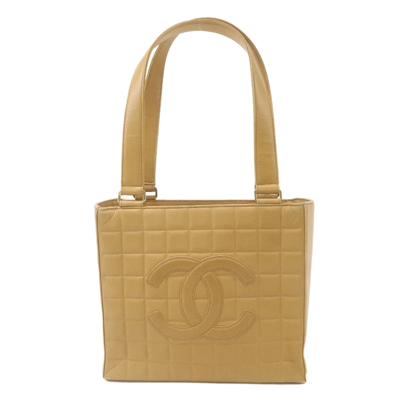 Chanel New Arrival Handbag with Gold HardwareCHANEL Chocolate Bar Coco Mark Lamb Skin Tote Bag Beige 7287336