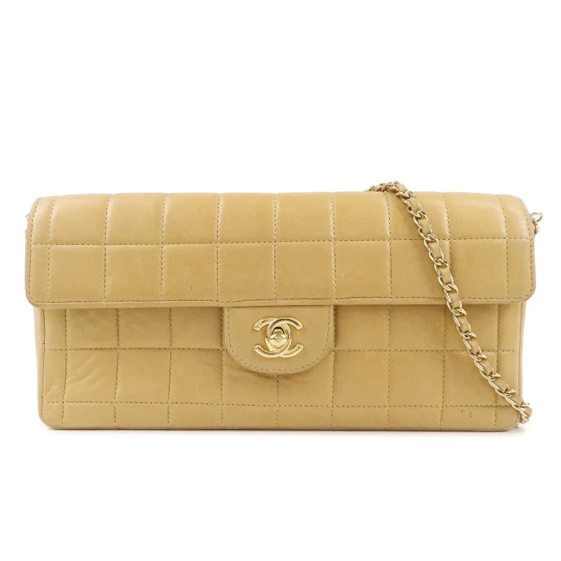 Chanel bags in luxury boutiques worldwideCHANEL Chocolate Bar Lamb Skin Chain Shoulder Bag Beige Gold