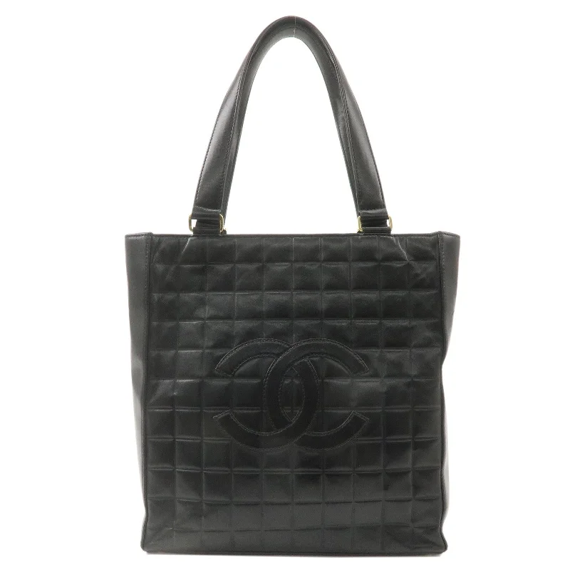 Chanel Luxury Handbag for High - End EventsCHANEL Chocolate Bar Lamb Skin Tote Bag Black Gold A17443