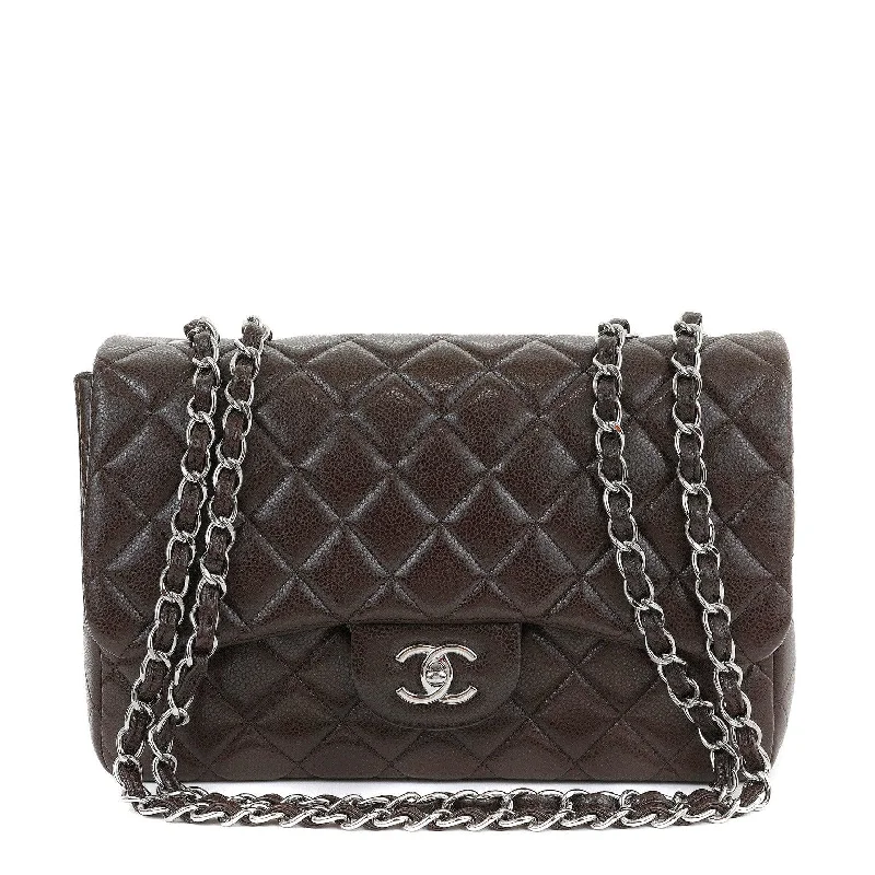 Chanel bags for women who appreciate fine craftsmanshipChanel Chocolate Brown Caviar Jumbo Classic w/ Silver Hardware