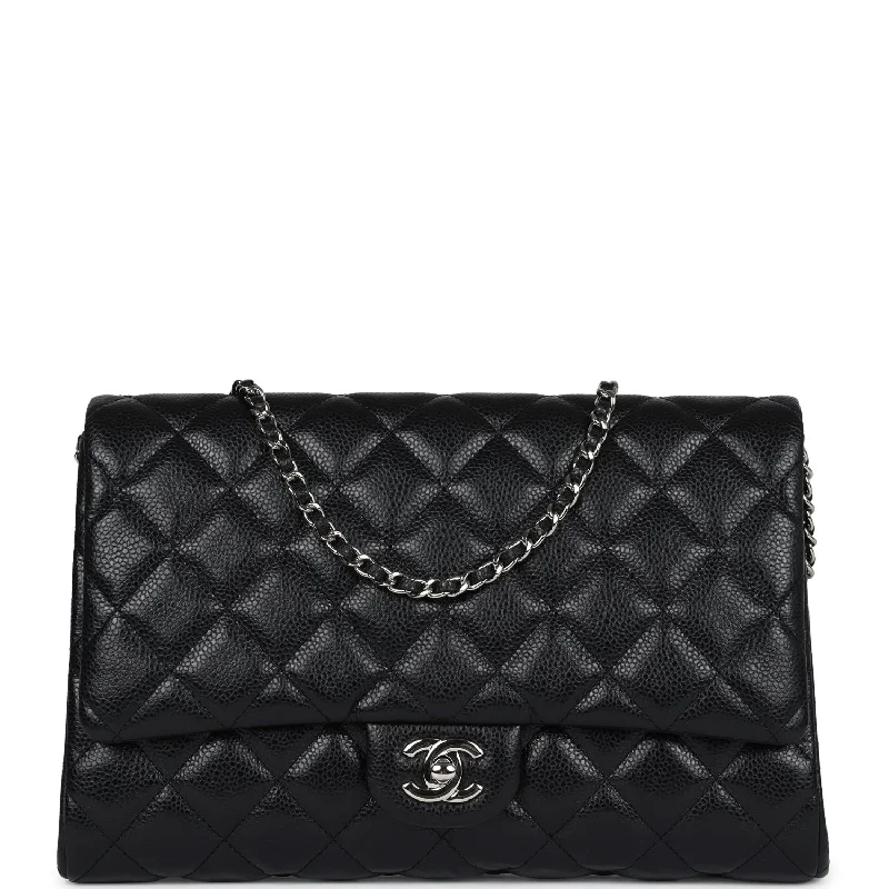 Chanel Chain Strap Handbag for Everyday UseChanel Clutch with Chain Bag Black Caviar Silver Hardware