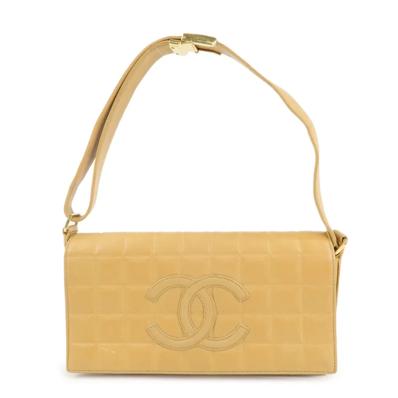 Chanel bags perfect for everyday elegCHANEL COCO Mark Chocolate Bar Lamb Skin Shoulder Bag Beige