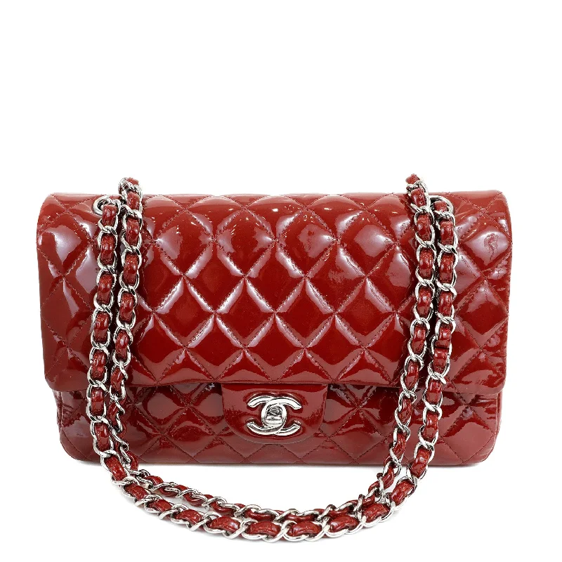 Chanel bags with modern touchesChanel Dark Red Patent Leather Medium Classic with Silver Hardware