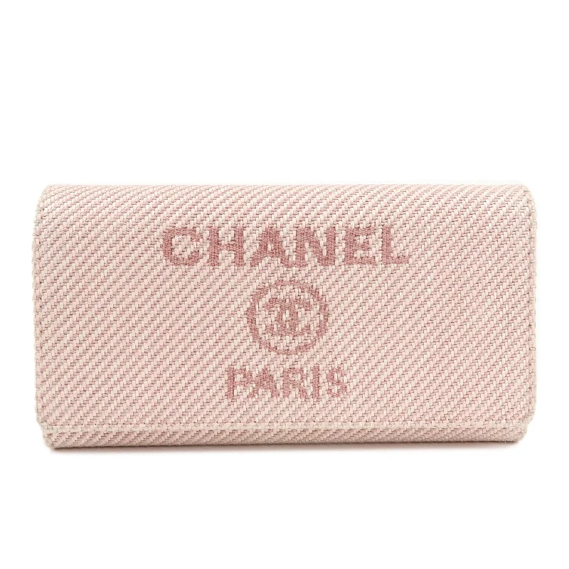 Chanel bags for women with minimalist styleCHANEL Deauville Canvas Bi-fold Long Wallet Pink A80056