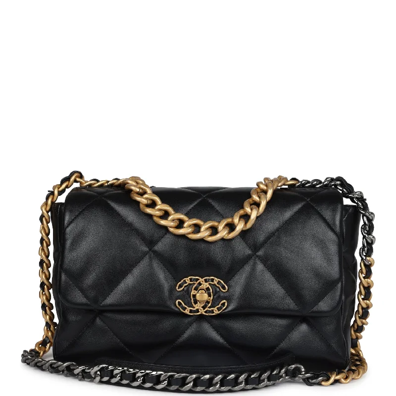 Chanel bags with classic and elegant designsChanel Large 19 Flap Bag Black Lambskin Mixed Metal Hardware