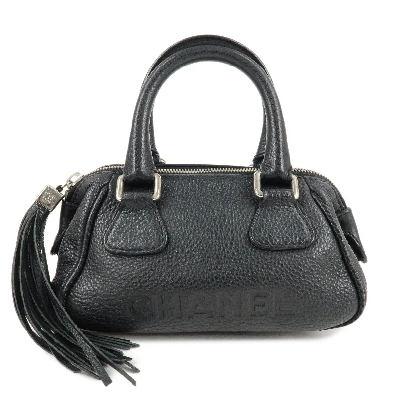 Chanel bags for the minimalist fashionCHANEL Leather Mini Boston Bag Hand Bag Black A23050