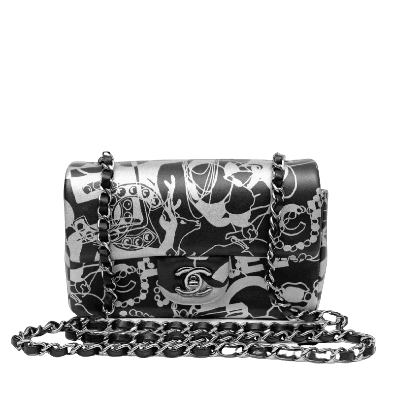 Chanel Luxury Handbag for High - End EventsChanel Black and Silver Lambskin Limited Edition Mini Classic