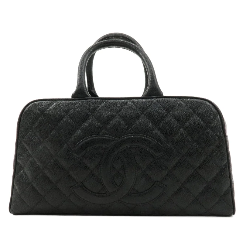 Chanel bags with adjustable chain strapsCHANEL Matelasse Caviar Skin Boston Bag Hand Bag Black A20997