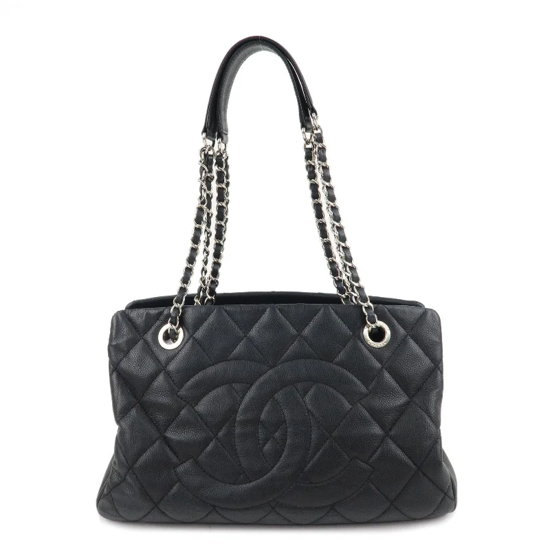 Chanel Handbag with Adjustable Strap for ComfortCHANEL Matelasse Caviar Skin COCO Mark Chain Tote Bag Black