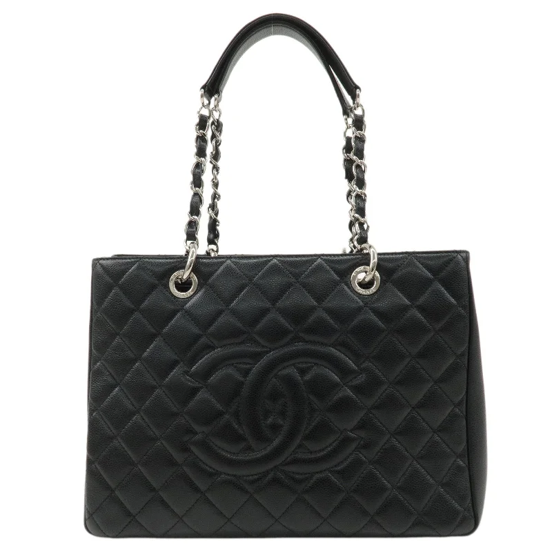 Chanel bags with exclusive seasonal designs and materialsCHANEL Matelasse Caviar Skin GST Chain Tote Bag Black A50995