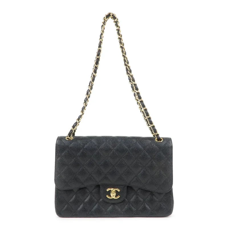 Chanel Designer Handbag with Unique DesignCHANEL Matelasse Caviar Skin Maxi 30 W Flap Shoulder Bag A58600