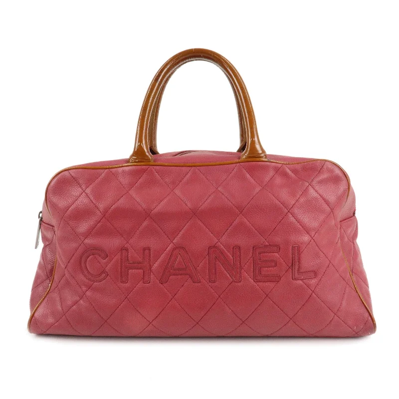 Chanel Small Crossbody Bag for TravelCHANEL Matelasse Caviar Skin Patent Boston Bag Hand Bag Red