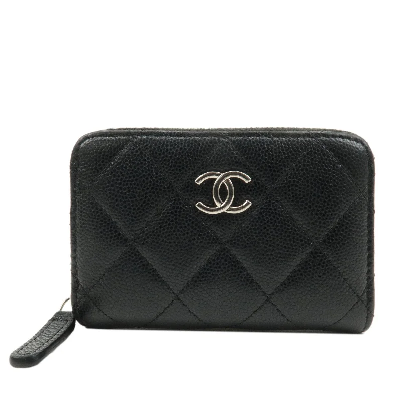 Chanel bags for women who appreciate fine craftsmanshipCHANEL Matelasse Caviar Skin Round Zipper Coin Case Black A69271