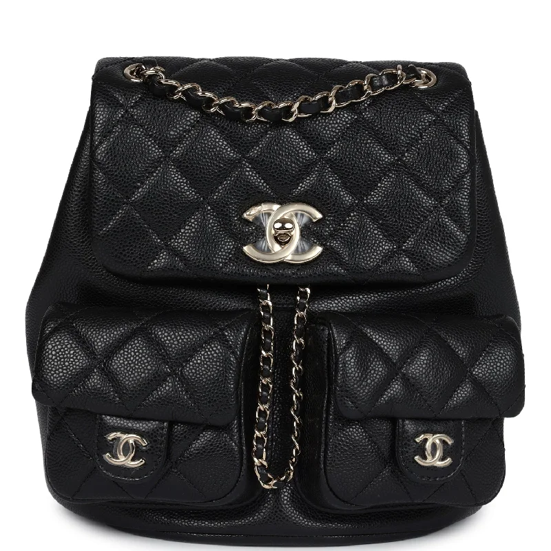 Chanel Vintage Inspired Handbag for Retro LoversChanel Medium Cargo Duma Backpack Black Shiny Grained Calfskin Light Gold Hardware