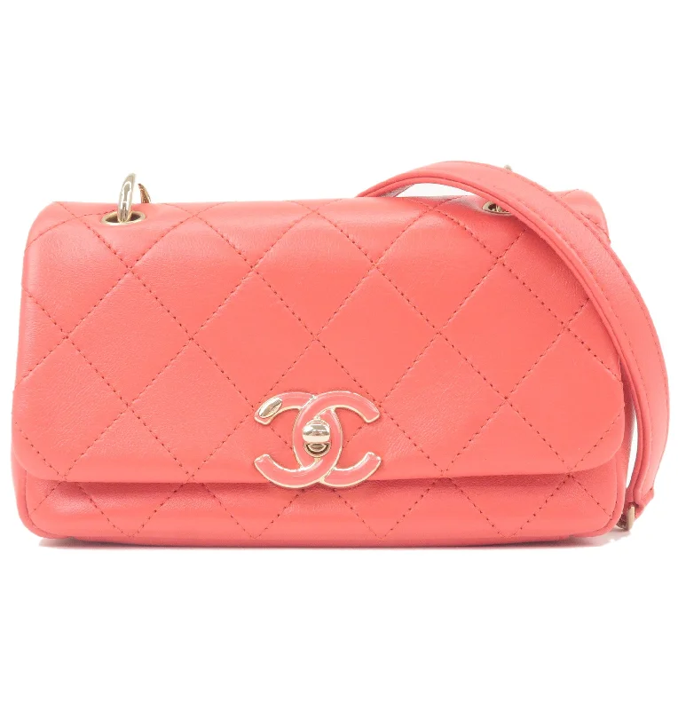 Chanel bags for women who love timeless fashionCHANEL Mini Matelasse Lamb Skin Chain Shoulder Bag Pink Gold