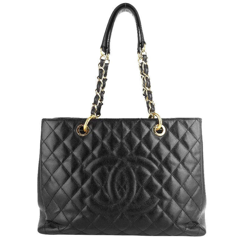 Chanel Black Handbag for Business MeetingsGrand Shopping Tote GST Large Caviar Leather Bag