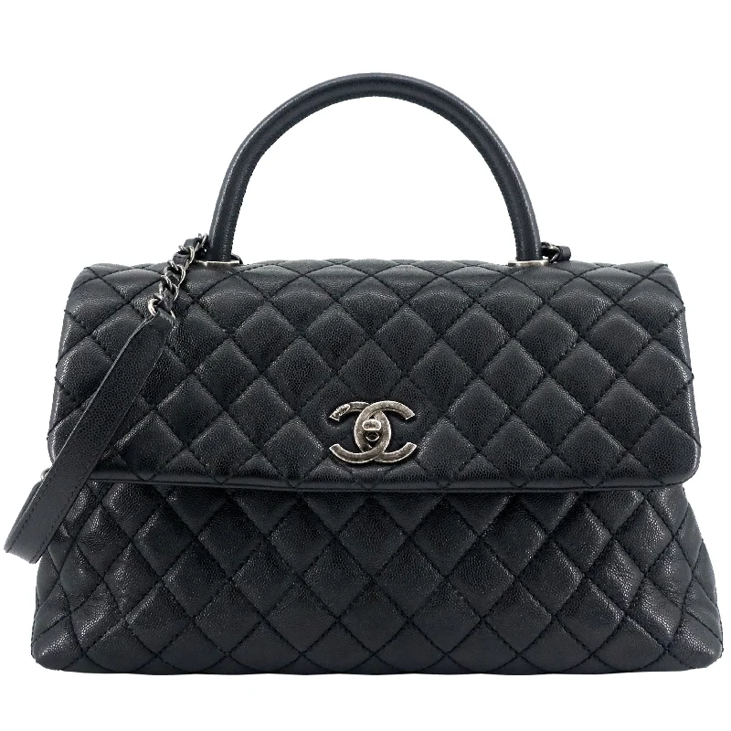 Chanel bags with exclusive seasonal designs and materialsCoco Top Handle Medium Caviar Leather Bag