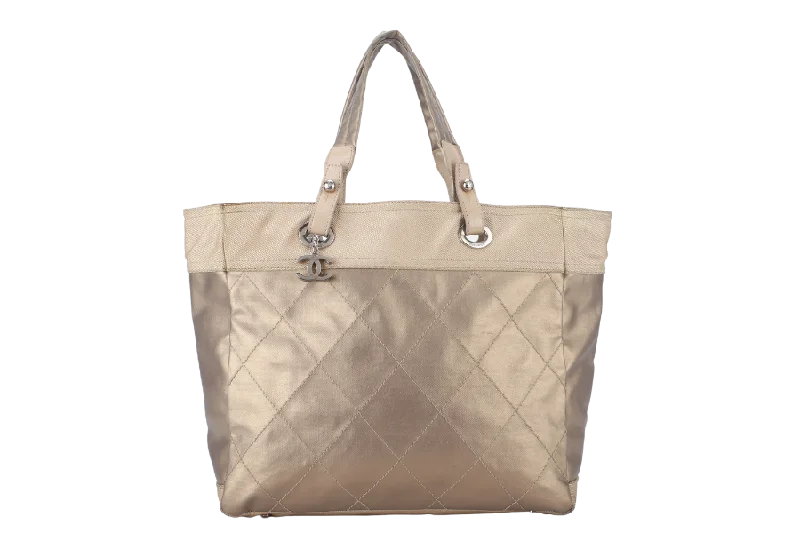 Chanel Colorful Handbag for Spring OutfitsCHANEL PARIS BIARRITZ TOTE BAG (1139xxxx) LARGE GOLD CALFSKIN SILVER HARDWARE NO DUST COVER