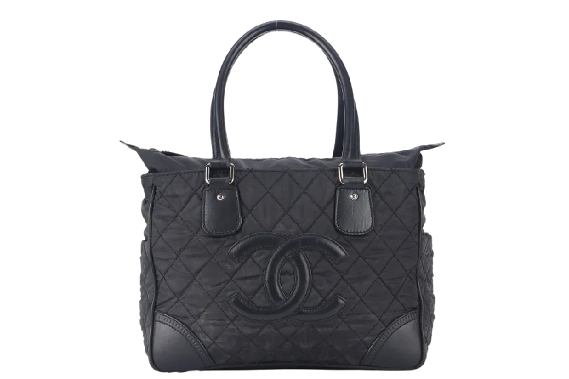 Chanel New Arrival Handbag with Gold HardwareCHANEL PARIS NEW YORK TOTE BAG (1082xxxx) BLACK NYLON SILVER HARDWARE WITH CARD