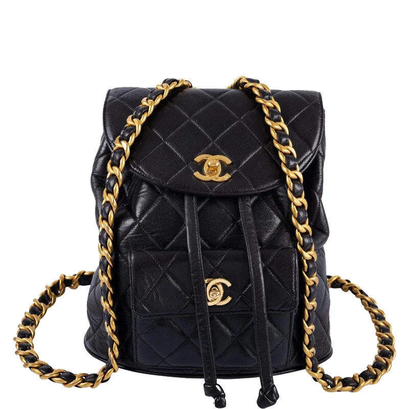 Chanel Vintage Inspired Handbag for Retro LoversChanel Mini Duma Backpack Black Quilted Lambskin Gold Hardware