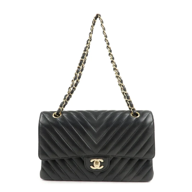 Chanel All - Match Handbag for Versatile StylingCHANEL Shevron Lamb Skin V Stiches W Chain Shoulder Bag A01166