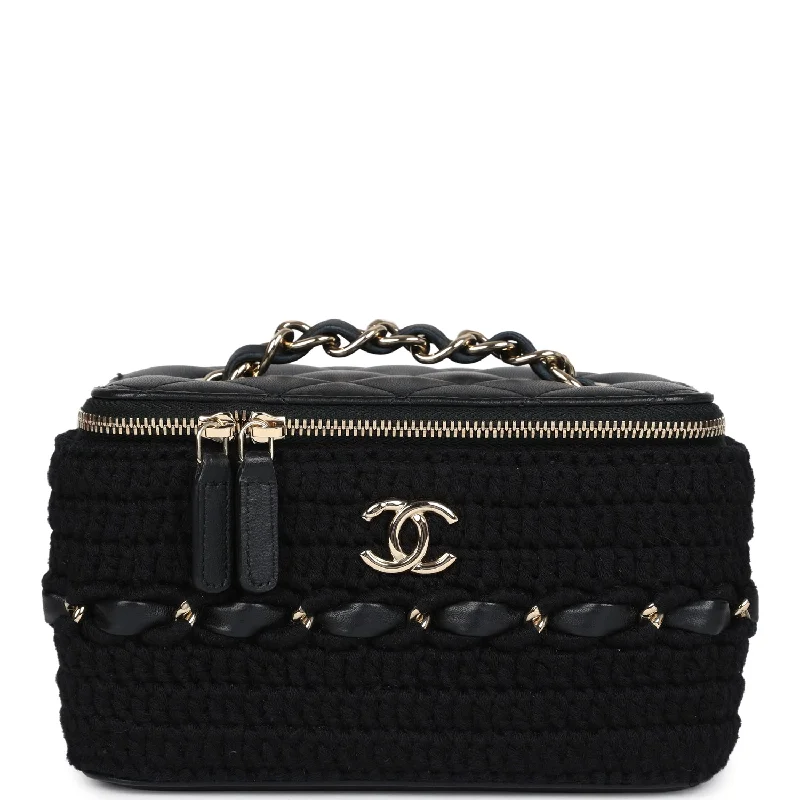 Chanel bags sale 2025Chanel Small Vanity Case Black Crochet and Lambskin Light Gold Hardware