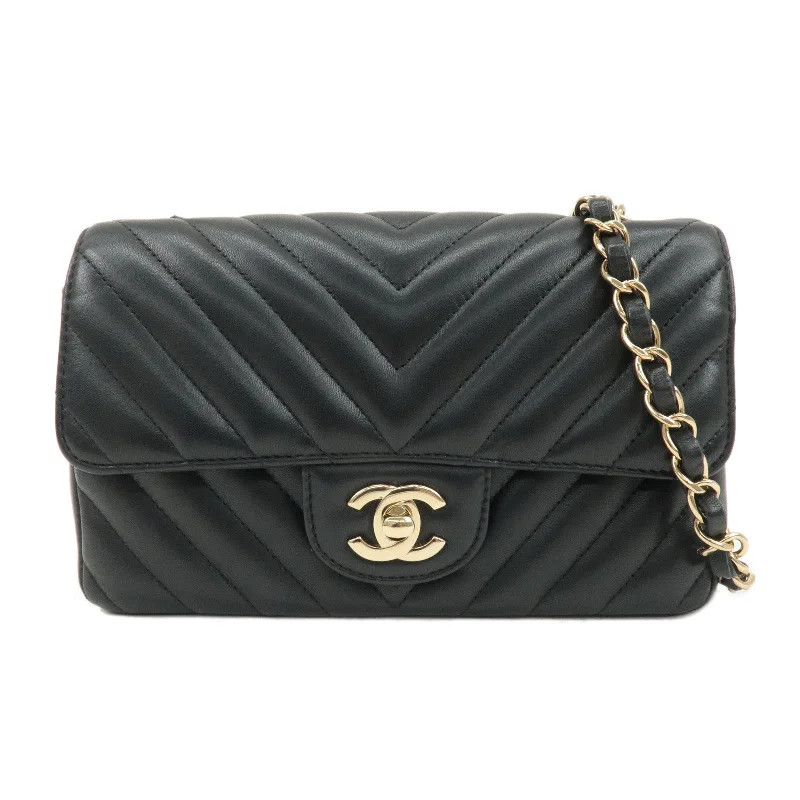 Chanel bags with modern touchesCHANEL V Stitch Lamb Skin 2Way Chain Shoulder Bag Black Gold