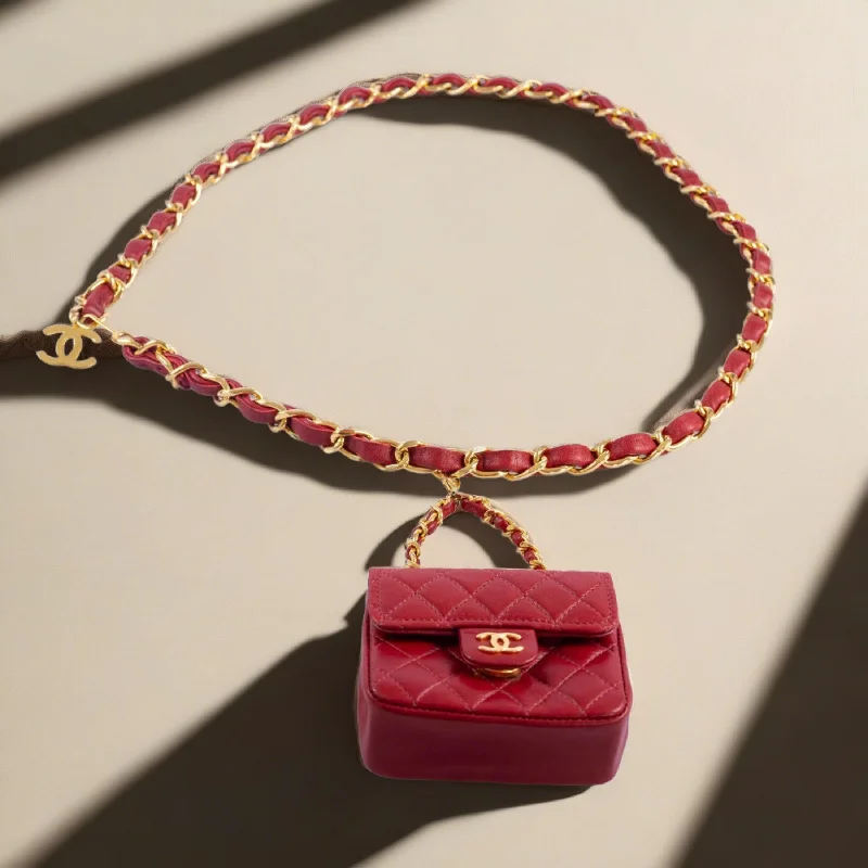 Chanel Classic Flap Bag for Evening PartyChanel Vintage 1990's Micro Mini Belt Bag Red Quilted Lambskin Gold Hardware