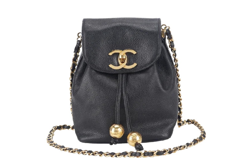 Chanel bags that pair perfectly with any outfitCHANEL VINTAGE BLACK CAVIAR MINI SLING BUCKET BAG WITH FLAP GOLD HARDWARE NO CARD, NO DUST COVER