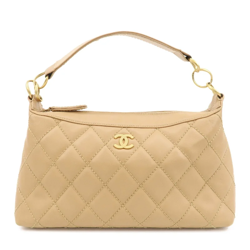 Chanel bags for women with a taste for high fashionCHANEL Wild Stich Lambskin Shoulder Bag Hand Bag Beige A20663