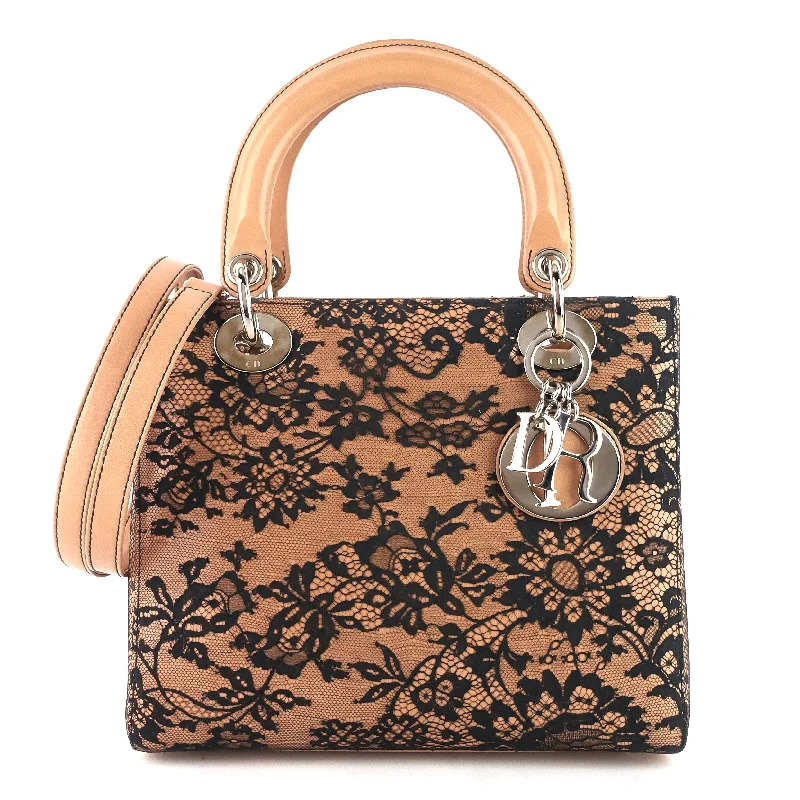 Christian Dior handbags with a removable shoulder strap for versatilityLady Dior Medium Lambskin and Floral Lace Handbag