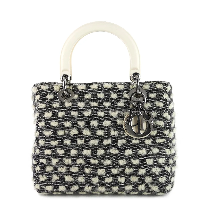 High - fashion Christian Dior bags with a geometric patternLady Dior Tweed Handbag