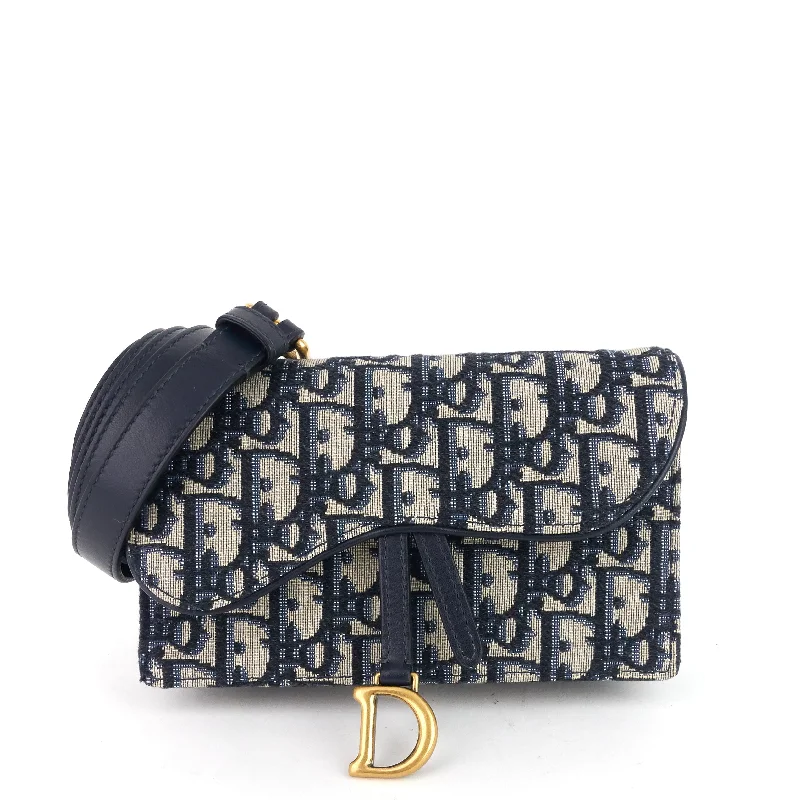 Christian Dior Saddle bags with a studded trim for a bold lookSaddle Oblique Jacquard Canvas Belt Pouch Bag