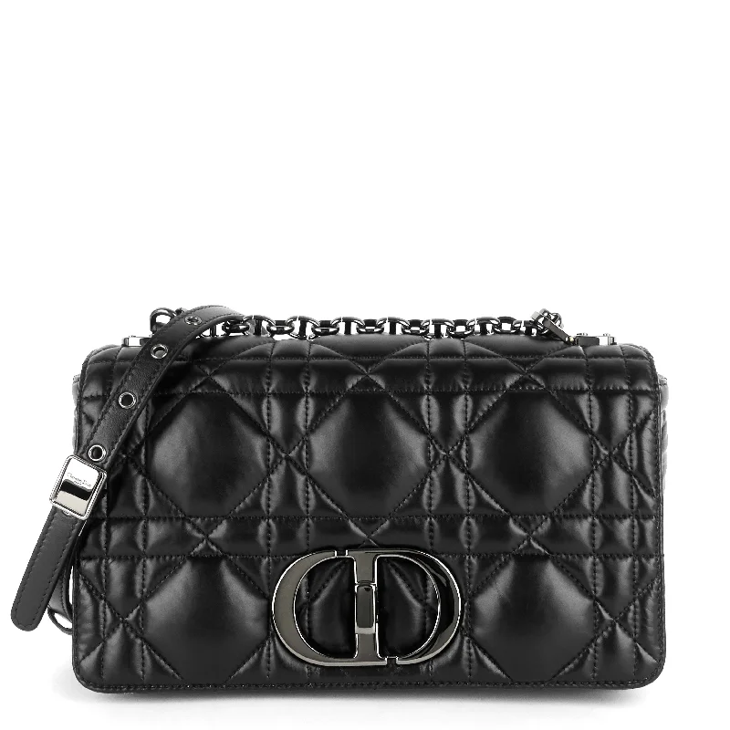 Christian Dior handbags with a detachable mirror for on - the - go touch - upsCaro Medium Quilted Macrocannage Calfskin Bag