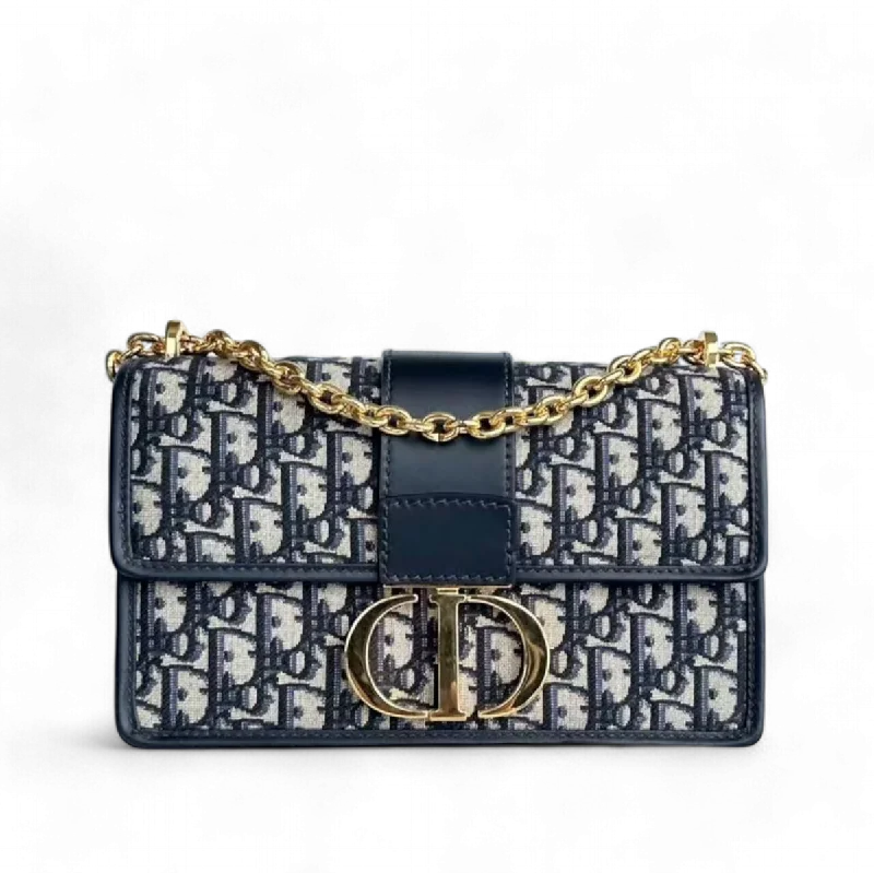 Christian Dior bags with a zip - top closure and multiple compartmentsDior 30 Montaigne - Oblique Canvas Bag with Golden Hardware