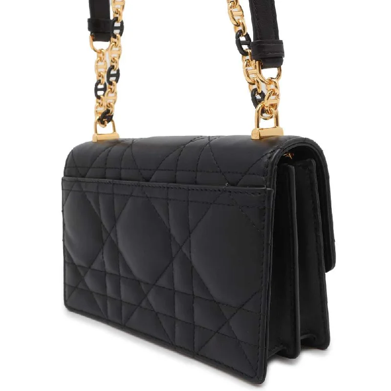 Christian Dior handbags with a detachable mirror for on - the - go touch - upsDior Miss Caro Macrocannage Mini Bag Black S5169UDAX_M900 Lambskin Size Mini