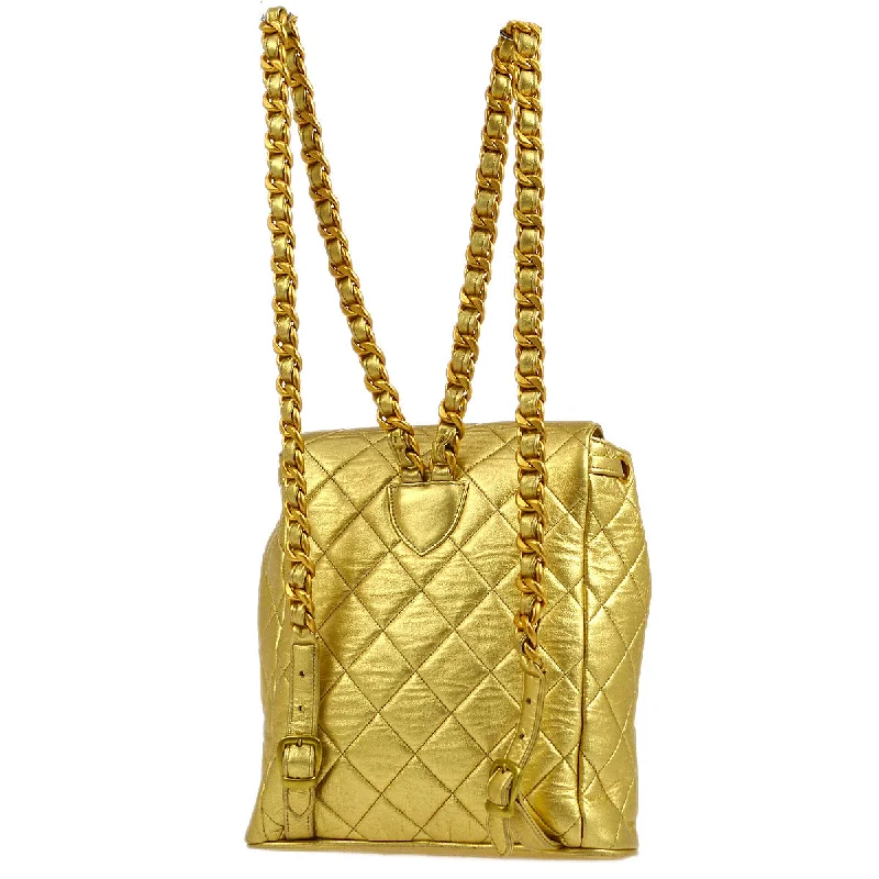 Chanel bags available at online luxury retaileCHANEL 1991-1994 DUMA Backpack Medium Gold Lambskin 34093