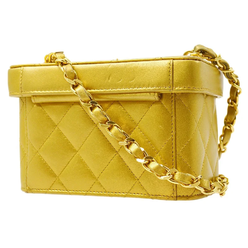 Chanel bags with modern touchesCHANEL 1991-1994 Gold Lambskin Vanity Shoulder Bag ao28945