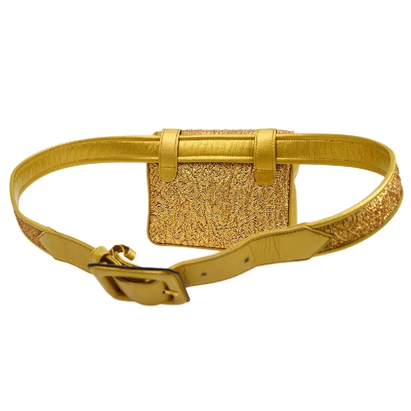 Chanel bags with intricate metal hardwareCHANEL 1991-1994 Nishijin-ori BUM Belt Bag Gold AK38336h