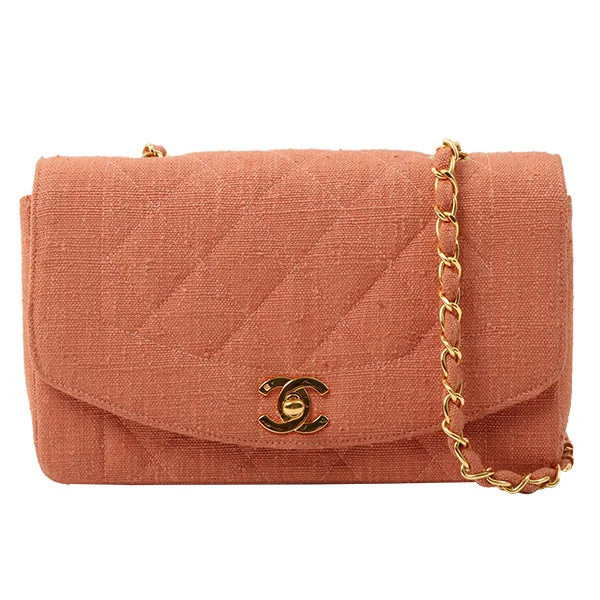 Chanel bags for women with a taste for high fashionChanel 1992 Cotton Diana Flap Chain Bag Light Coral