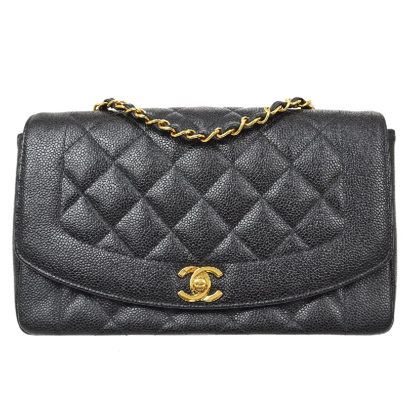 Chanel bags for women with minimalist styleCHANEL  Black Caviar Diana Medium 92117