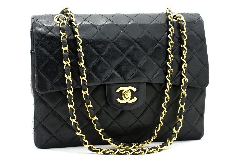 Chanel bags with iconic gold chainsCHANEL 2.55 Double Flap Square Chain Shoulder Bag Black Lambskin