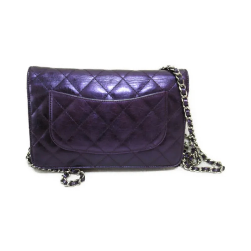 Chanel bags for women who appreciate fine craftsmanshipCHANEL 2.55 Matelasse Chain Wallet Shoulder Bag Purple Metallic Purple leather