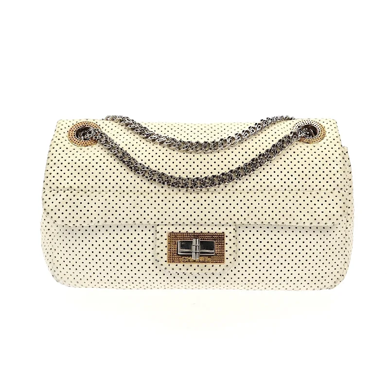 Chanel Luxury Handbag for High - End EventsCHANEL 2.55 Shoulder Bag in White Leather