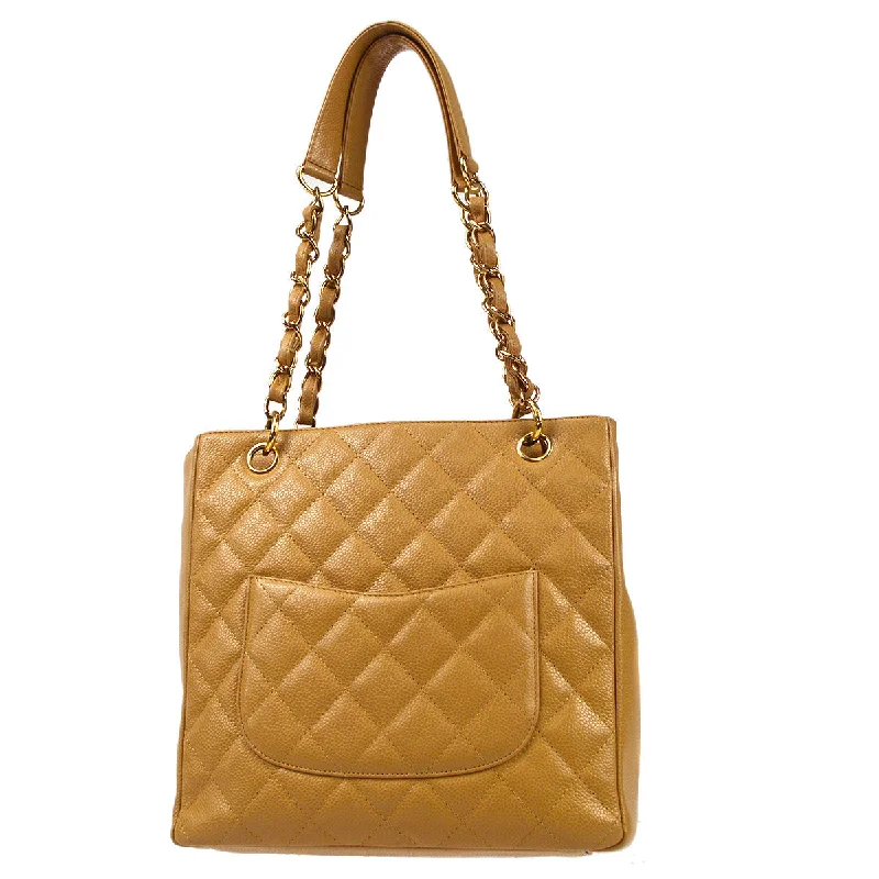 Chanel bags for women who love timeless fashionCHANEL 2004-2005 Petite Shopping Tote PST Beige Caviar 97426