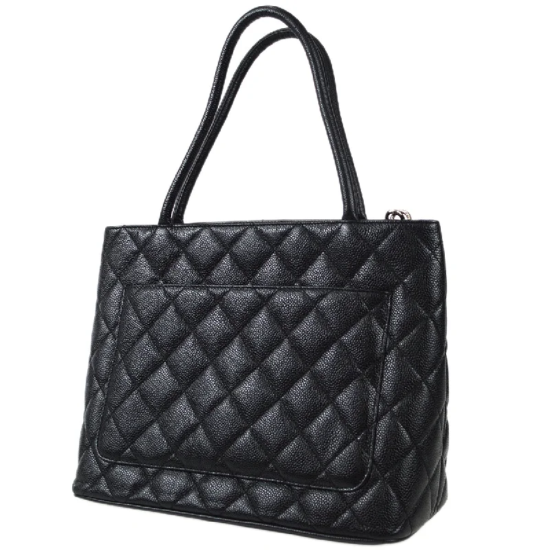 Chanel All - Match Handbag for Versatile StylingCHANEL 2005-2006 Medallion Tote SHW Black Caviar 67856