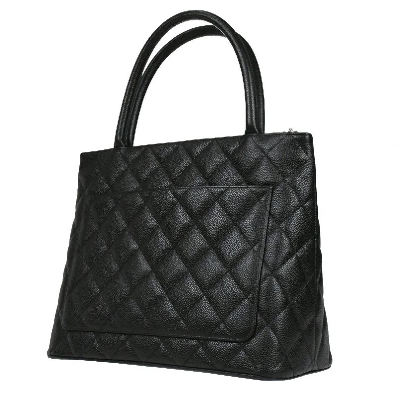 Chanel Handbag with Adjustable Strap for ComfortCHANEL 2005-2006 Medallion Tote SHW Black Caviar 97415