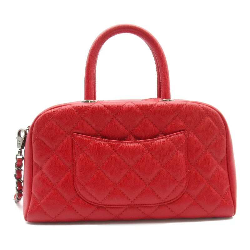 Chanel bags for women with minimalist styleCHANEL 2way Boston bag Red Caviar Skin [Grained Calf]